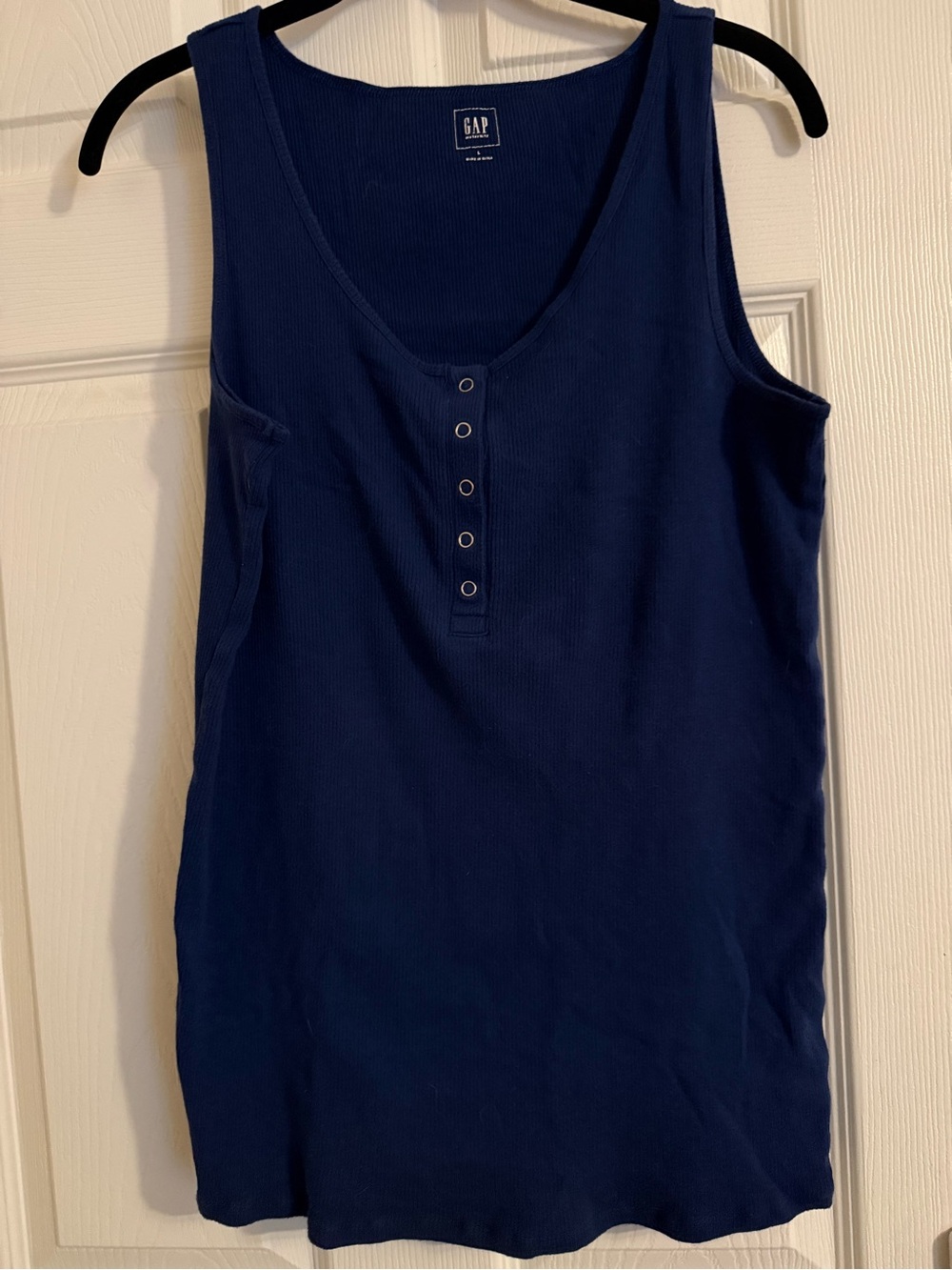 GAP Navy Ribbed Henley Tank-Maternity